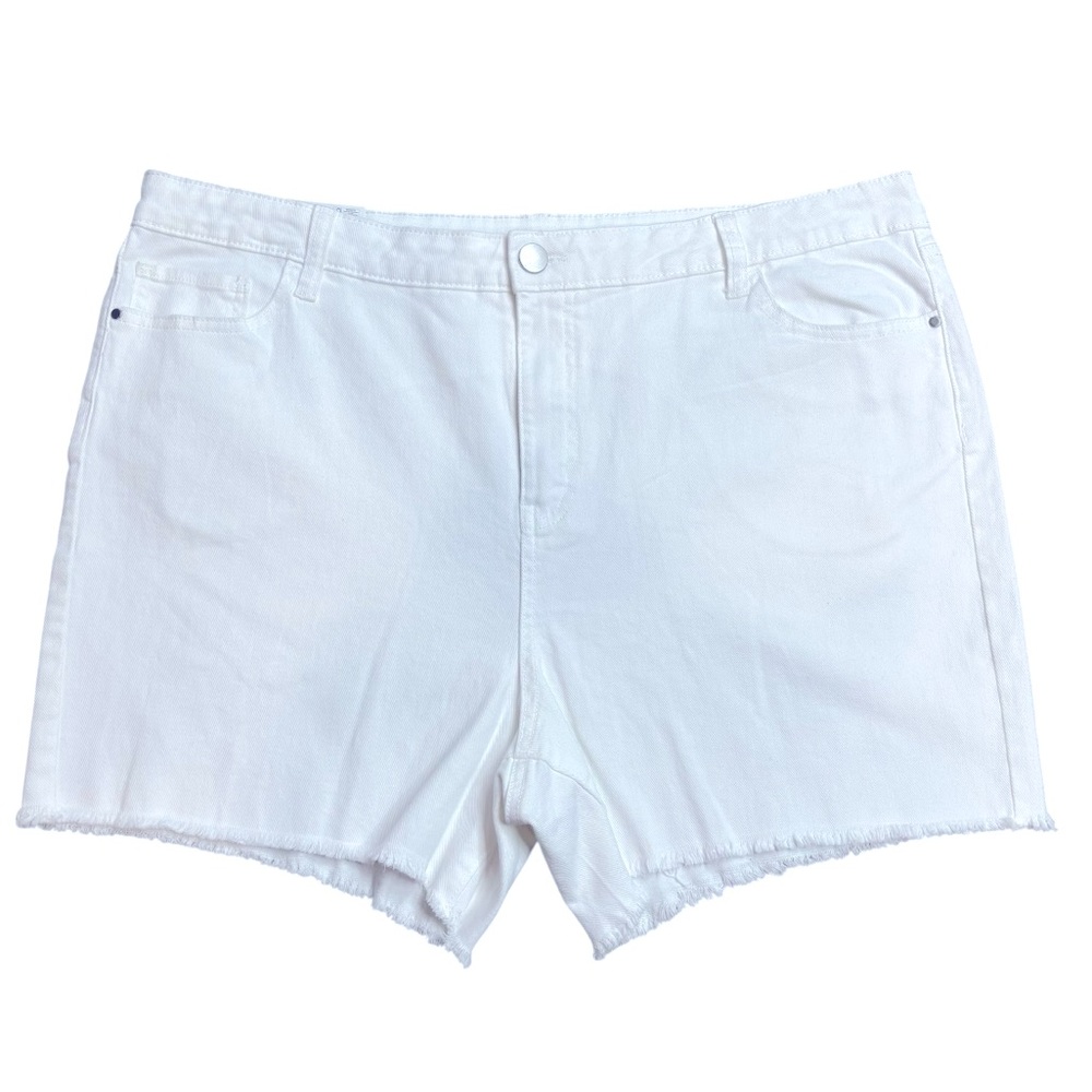 NWT No Boundaries White Denim 5 Pocket High Rise Rough Hem Jean Shorts 20